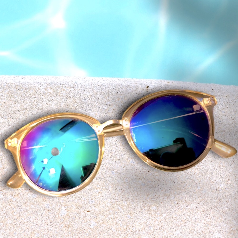 Unisex Clear Frame Round Sunglasses